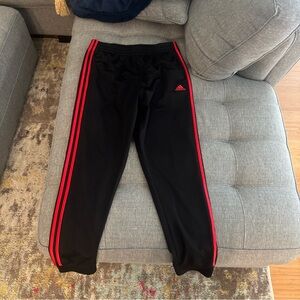 Adidas Kids Black Track Pants with Red Stripes